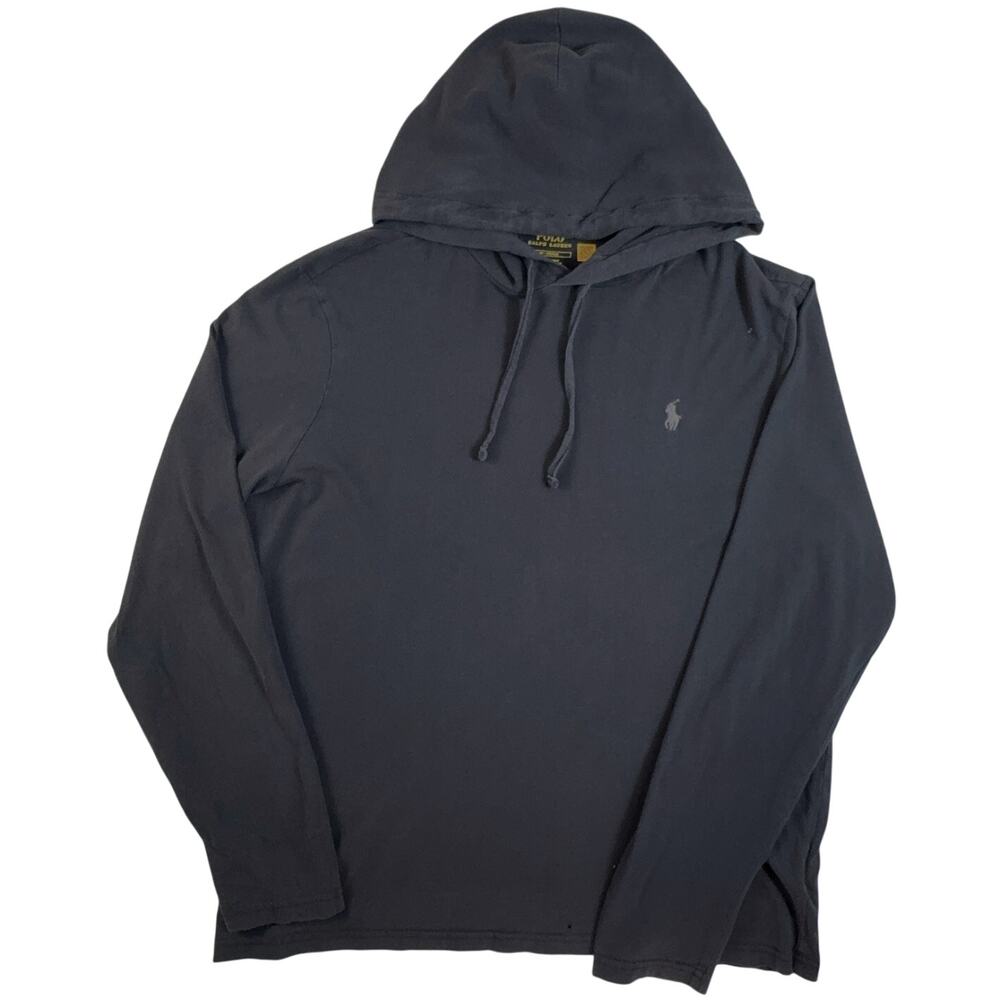 Polo Ralph Lauren Men's M Black Hooded Long Sleeve T-Shirt Pony Logo